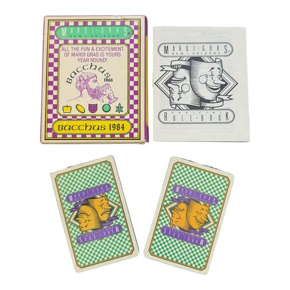 Vintage 1982 Mardi Gras Bacchus 1984 Card Game – Complete Deck Set - Picture 2 of 11